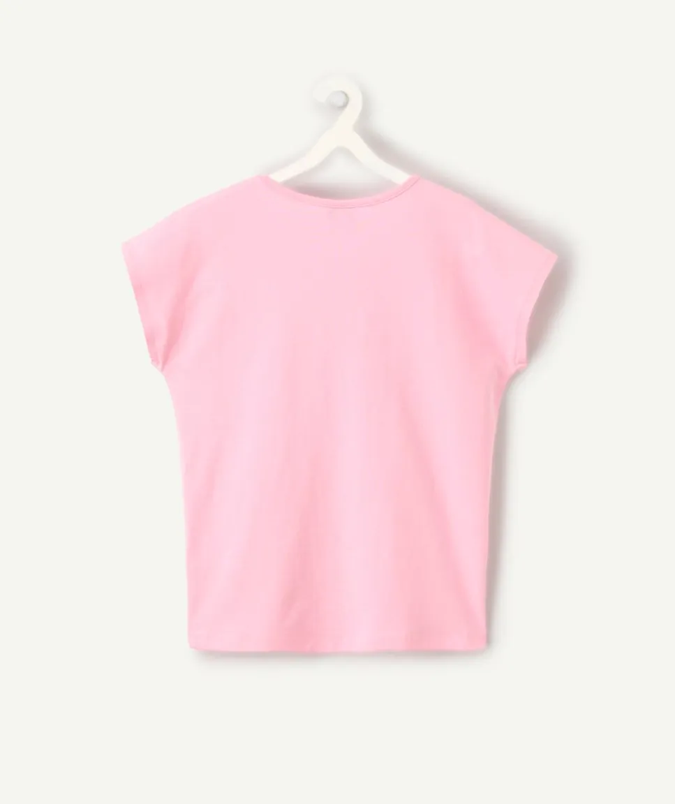 T-shirt fille rose imprimé
