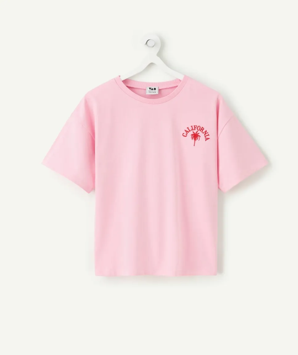 T-shirt fille rose imprimé
