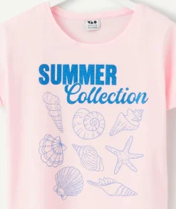 T-shirt fille rose imprimé