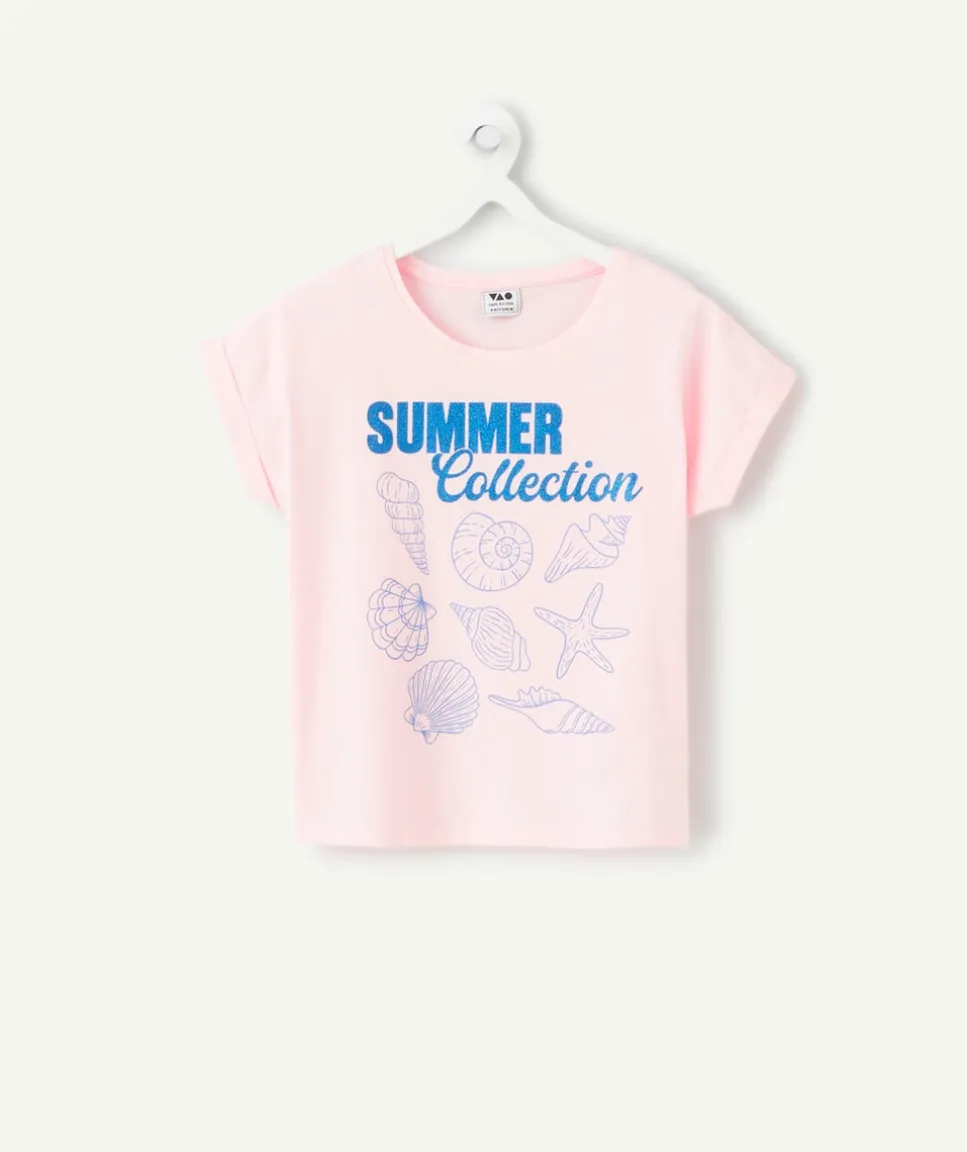 T-shirt fille rose imprimé