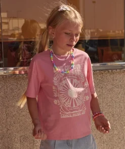 T-shirt fille rose imprimé