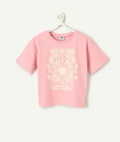 T-shirt fille rose imprimé