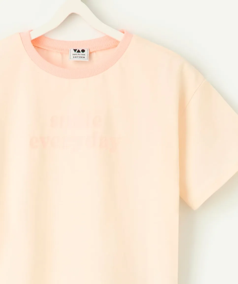 T-shirt fille rose pastel avec message