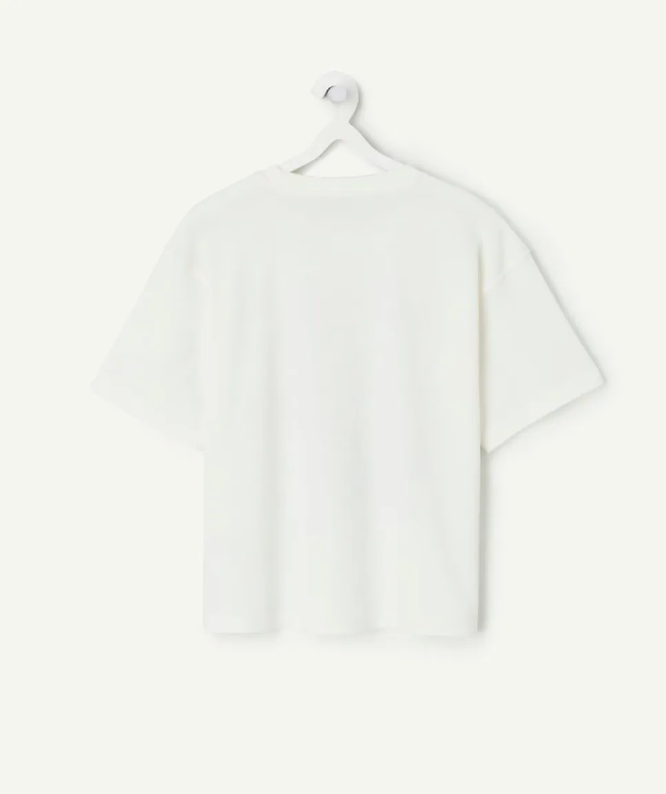 T-shirt garçon blanc imprimé skater