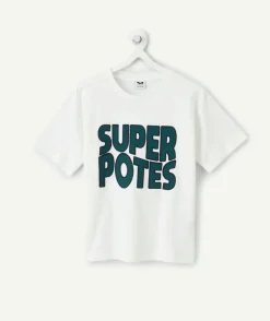 T-shirt garçon blanc patch