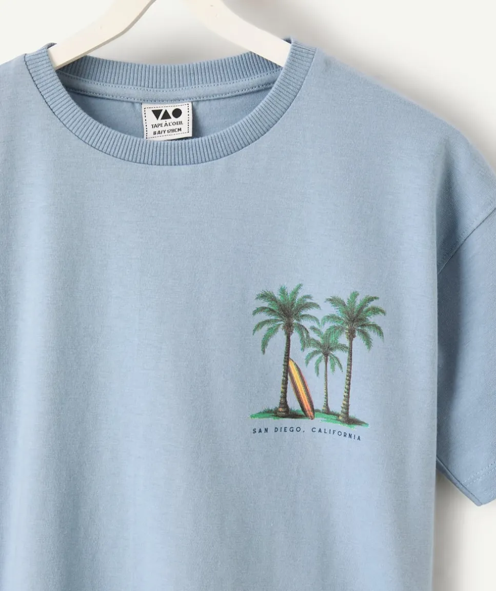 T-shirt garçon bleu imprimé