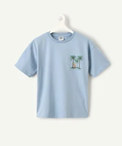 T-shirt garçon bleu imprimé