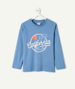 T-shirt garçon bleu imprimé