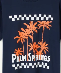 T-shirt garçon bleu imprimé