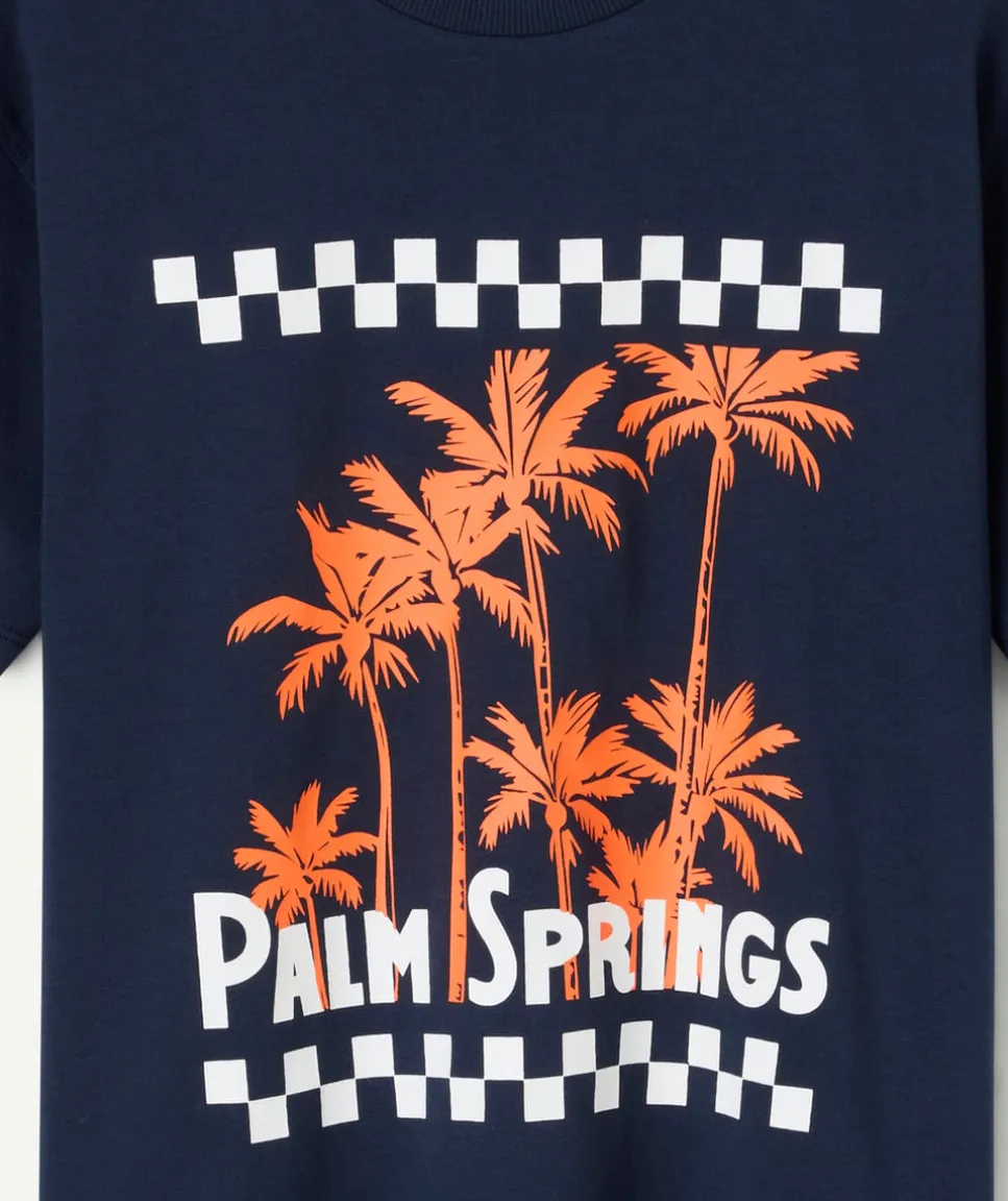 T-shirt garçon bleu imprimé