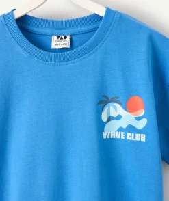 T-shirt garçon bleu imprimé