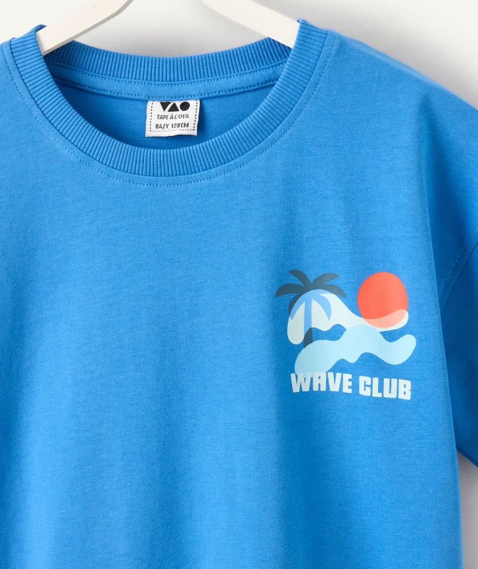T-shirt garçon bleu imprimé