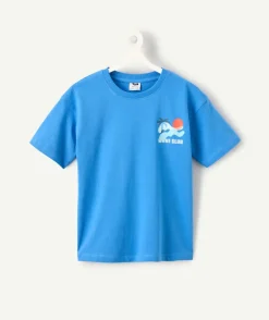 T-shirt garçon bleu imprimé