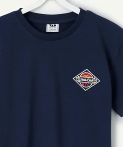 T-shirt garçon bleu marine avec patch