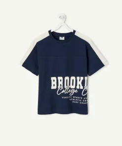 T-shirt garçon bleu marine imprimé varsity