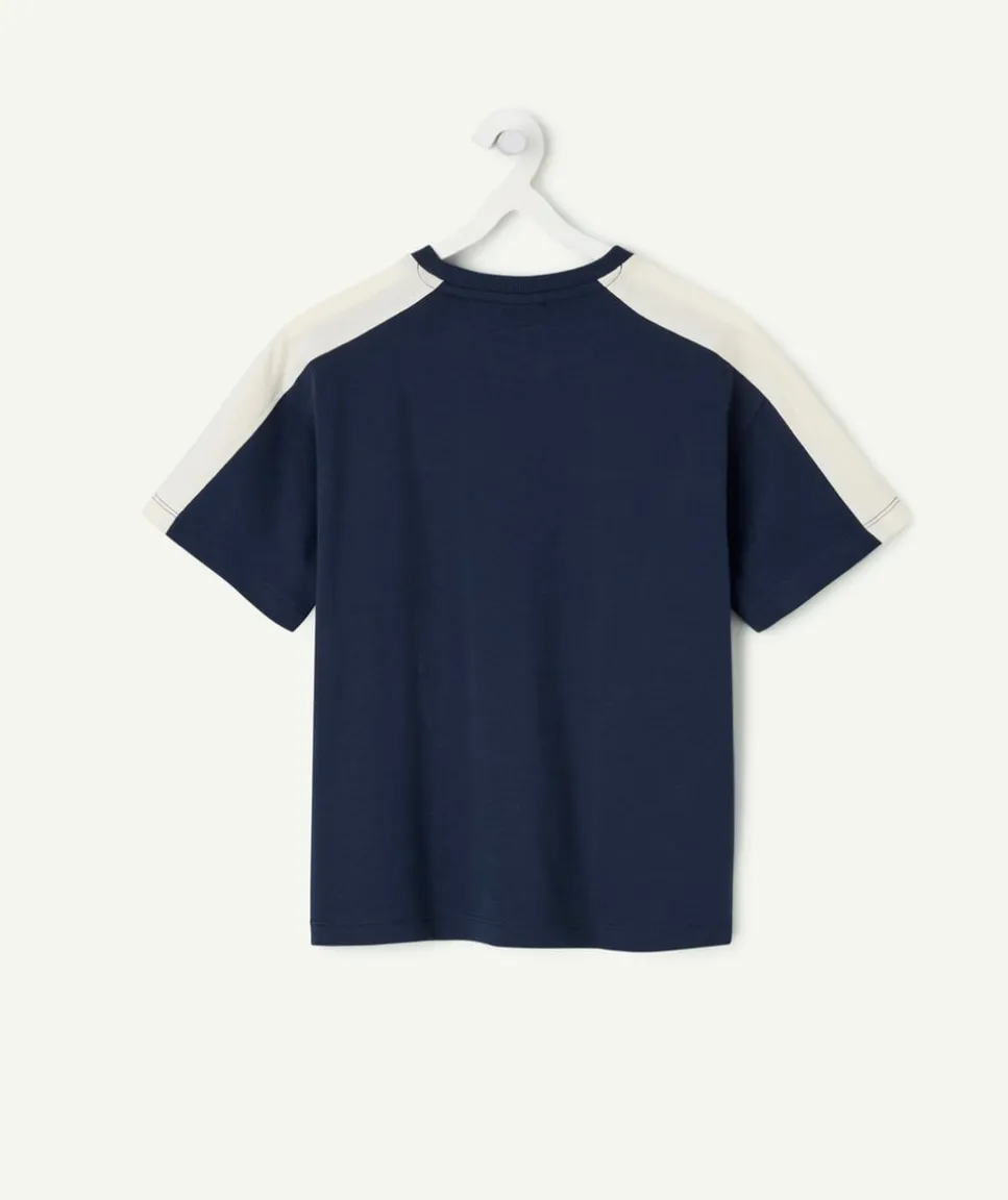 T-shirt garçon bleu marine imprimé varsity