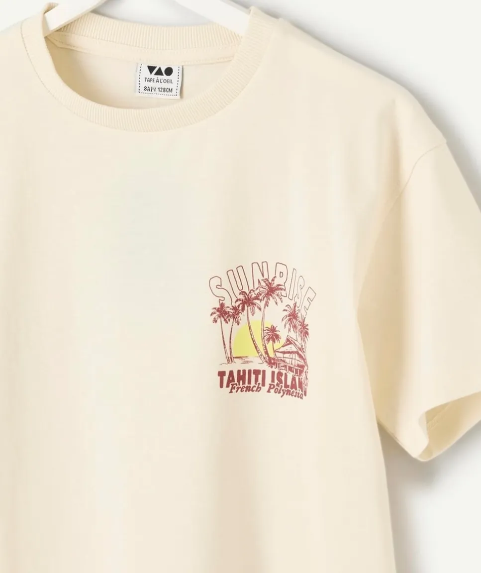 T-shirt garçon coton blanc imprimé