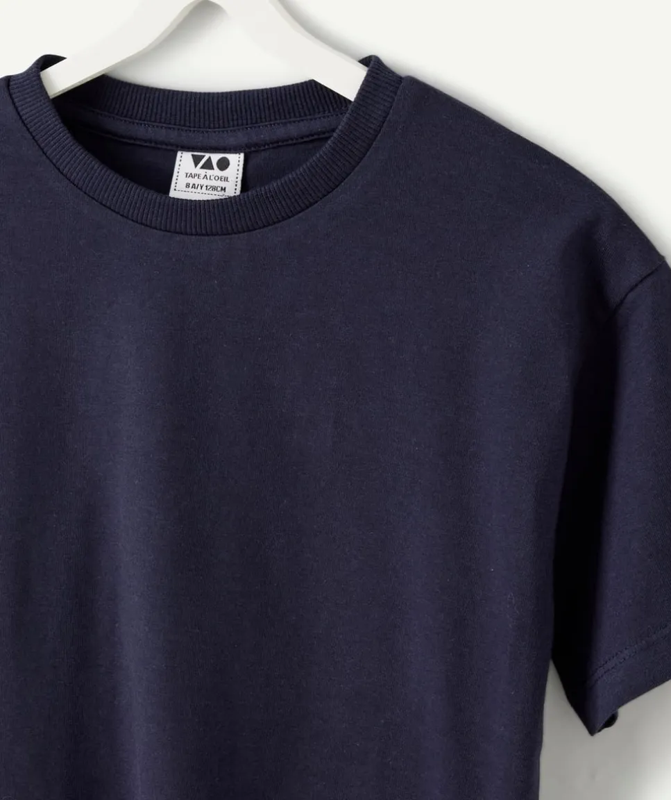 T-shirt garçon coton bleu marine