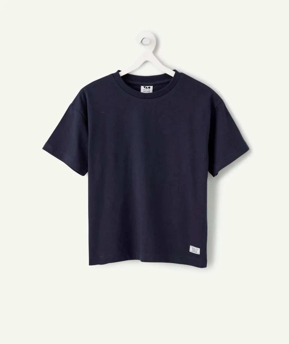T-shirt garçon coton bleu marine