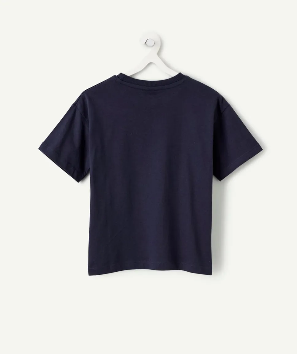 T-shirt garçon coton bleu marine