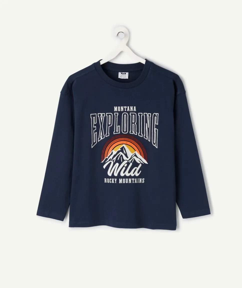 T-shirt garçon coton imprimé bleu marine