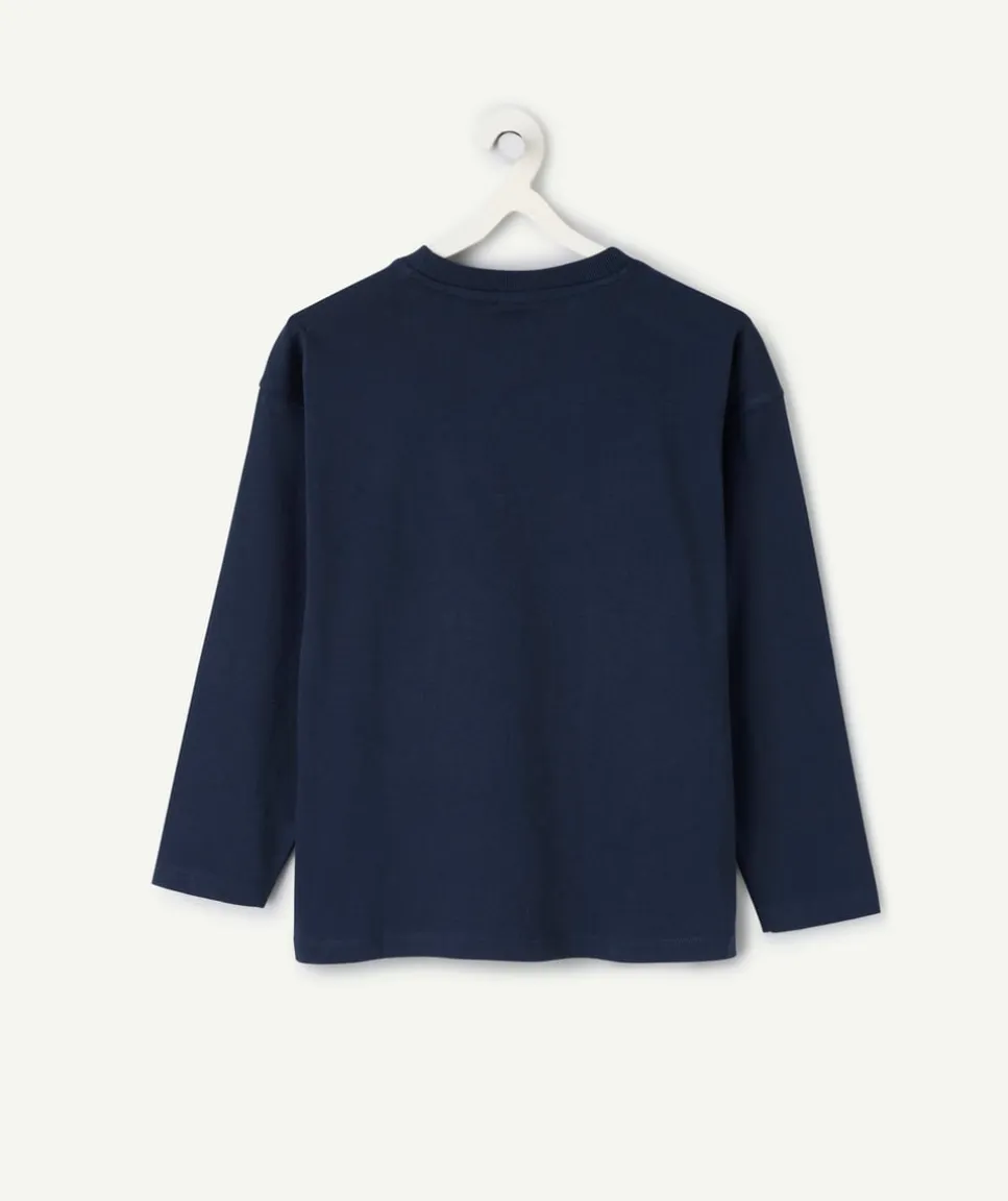 T-shirt garçon coton imprimé bleu marine