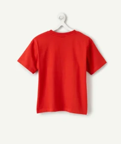 T-shirt garçon coton rouge imprimé