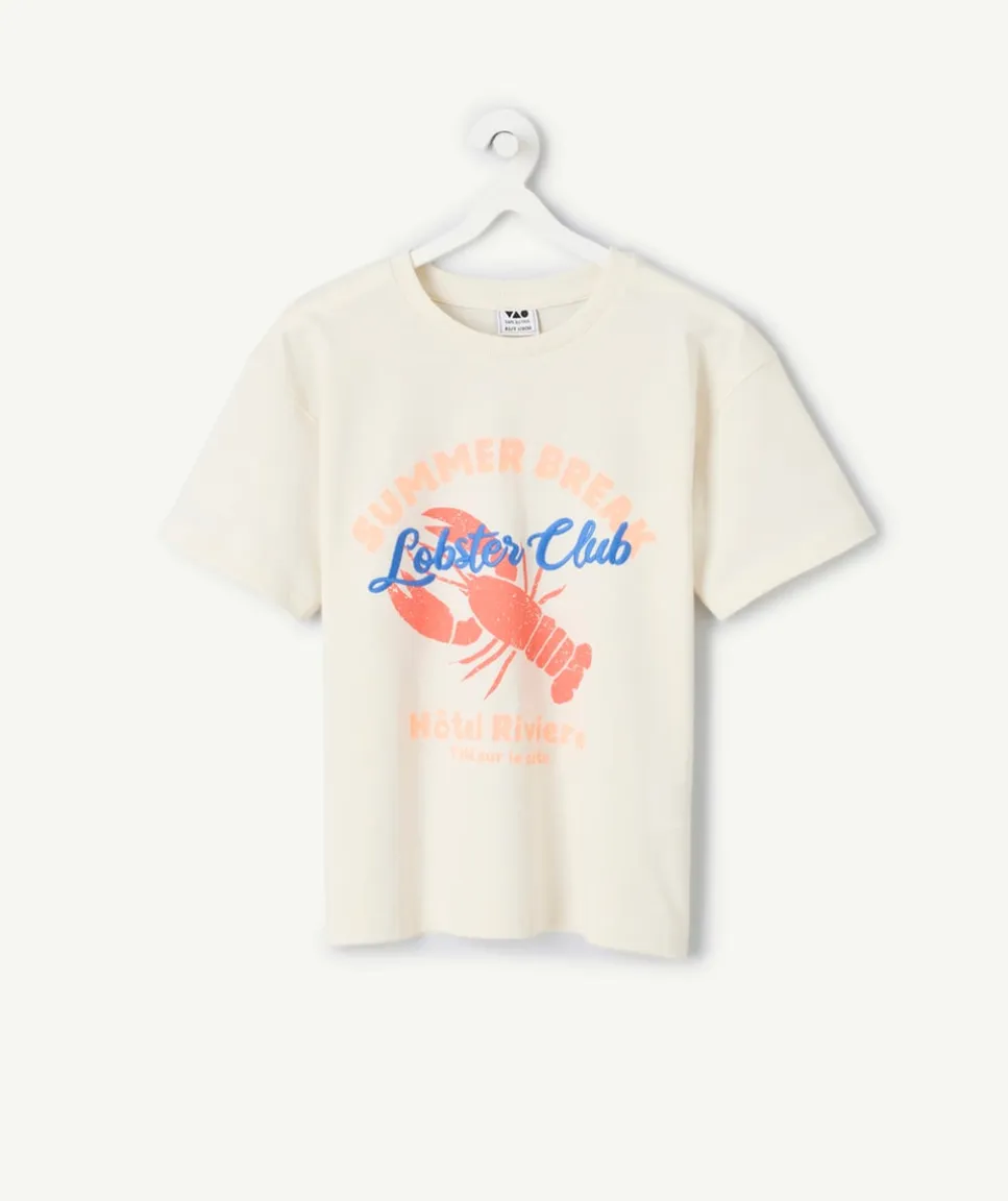 T-shirt garçon écru imprimé homard