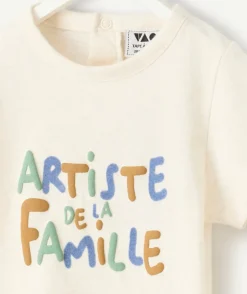 T-shirt garçon écru imprimé message