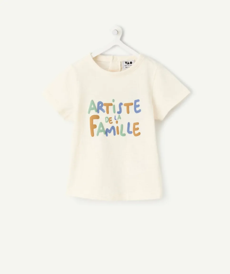T-shirt garçon écru imprimé message