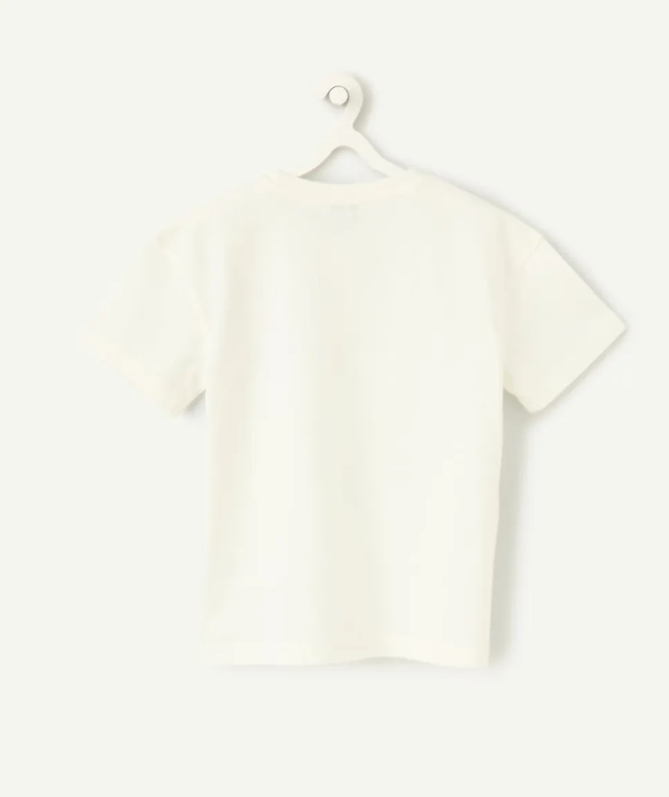 T-shirt garçon écru thème surf