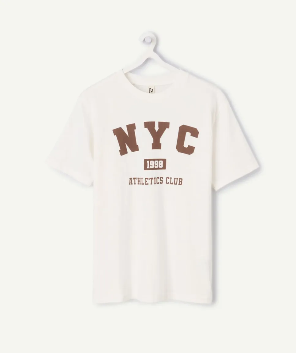T-shirt garçon droit blanc imprimé