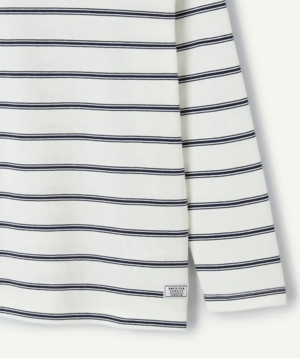 T-shirt garçon droit blanc rayé