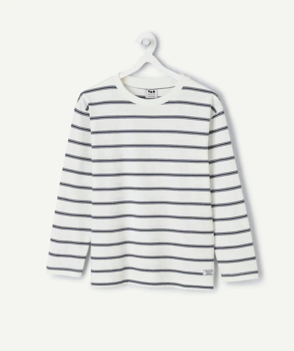 T-shirt garçon droit blanc rayé