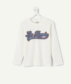 T-shirt garçon droit écru imprimé