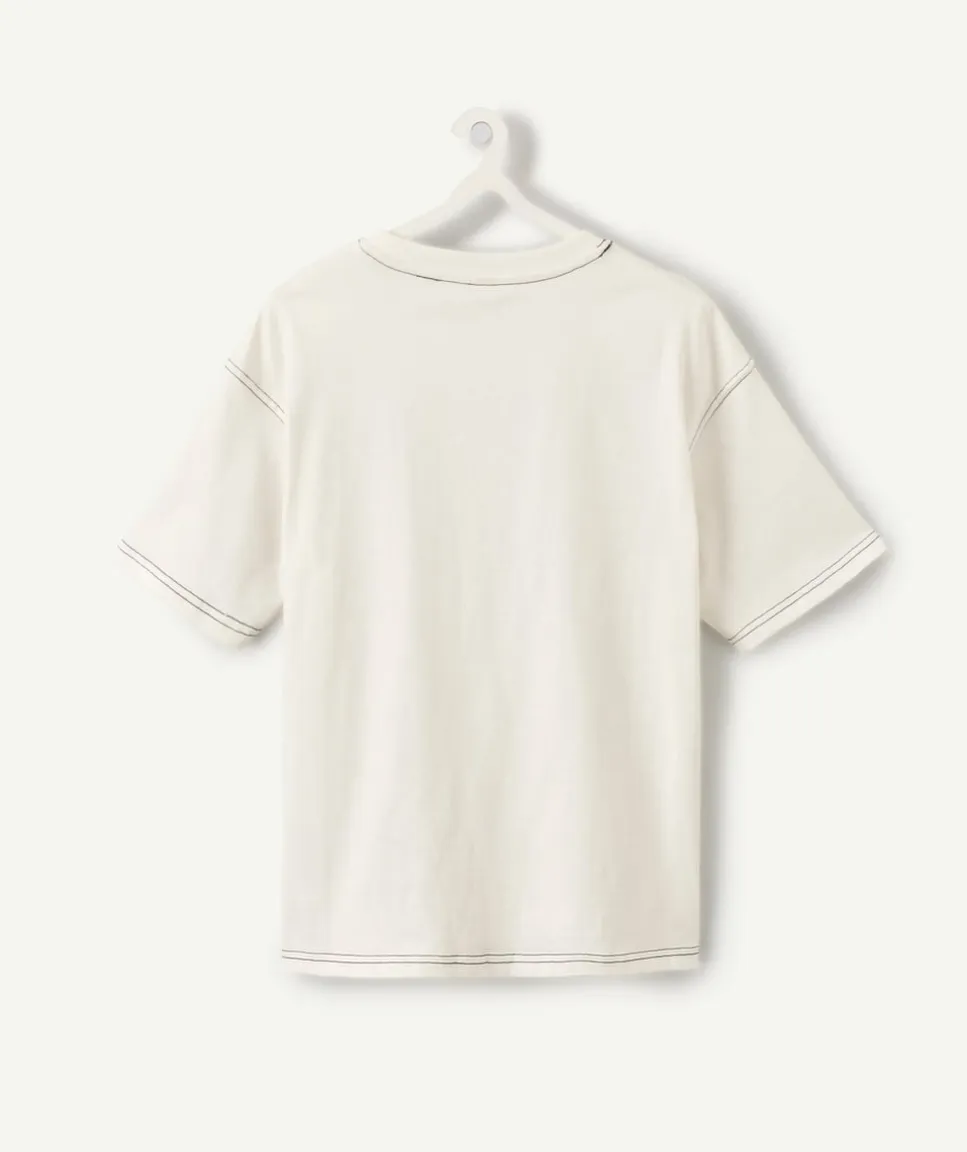 T-shirt garçon droit écru imprimé