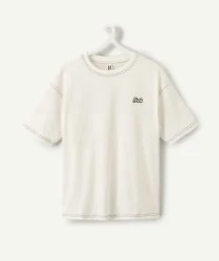 T-shirt garçon droit écru imprimé
