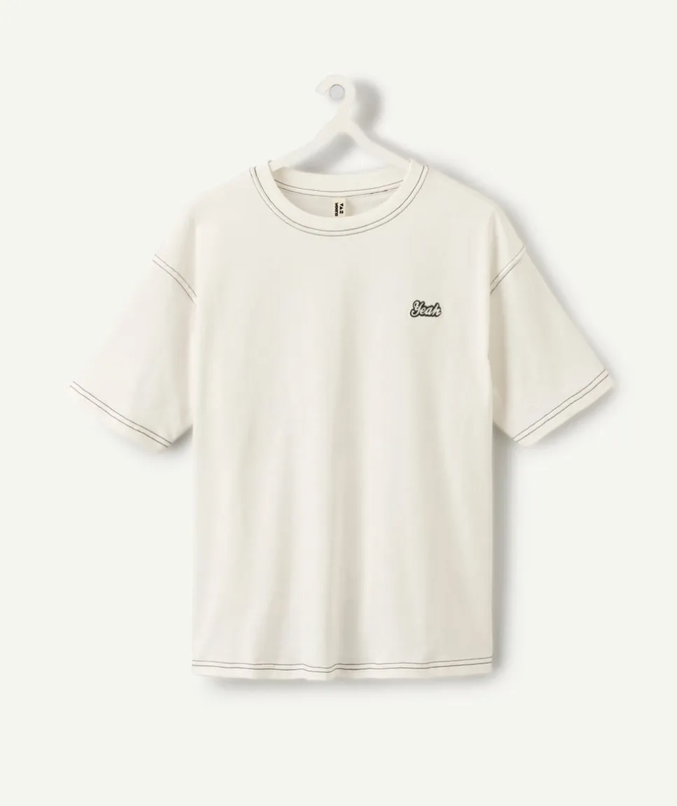 T-shirt garçon droit écru imprimé