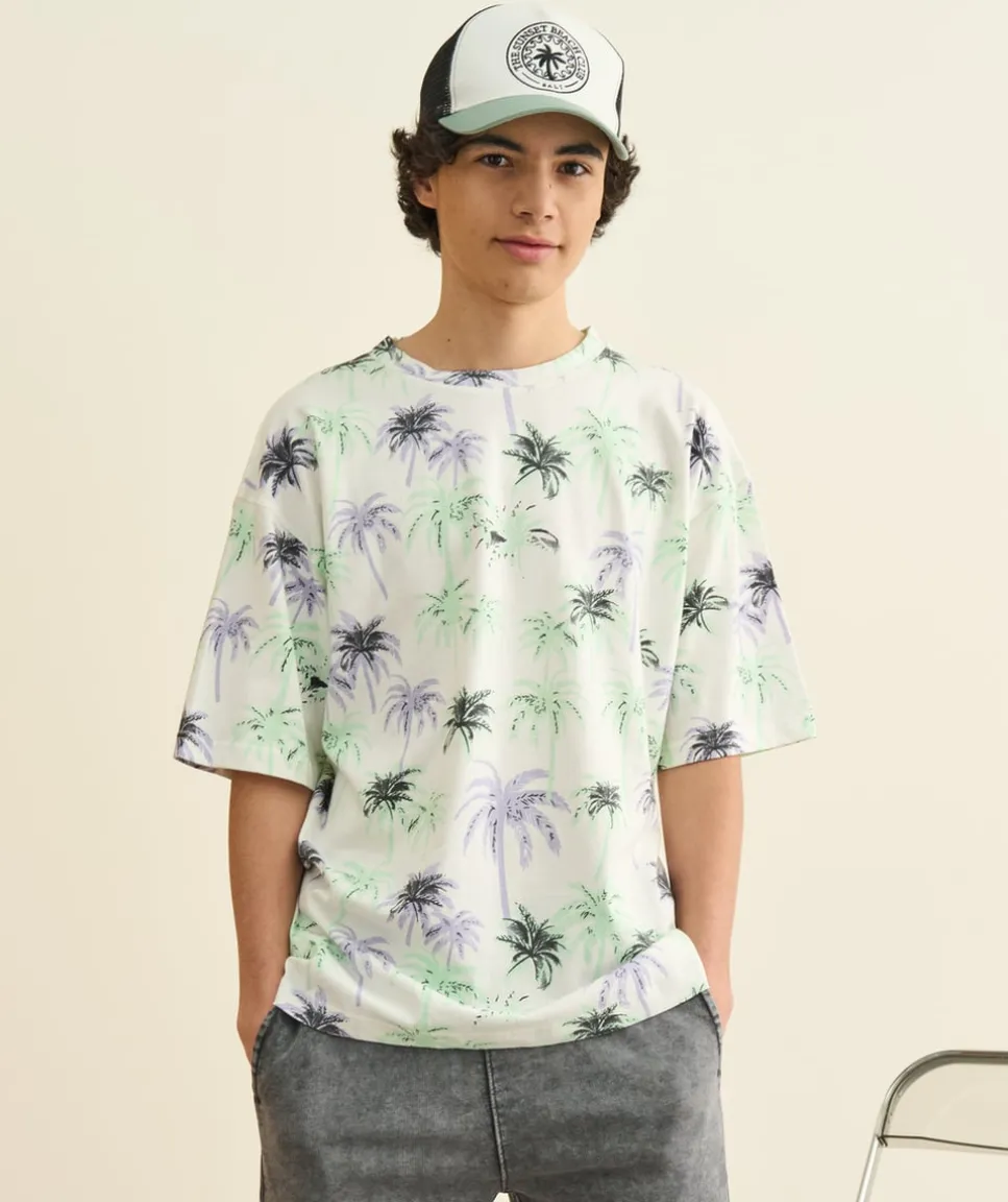 T-shirt garçon droit imprimé blanc