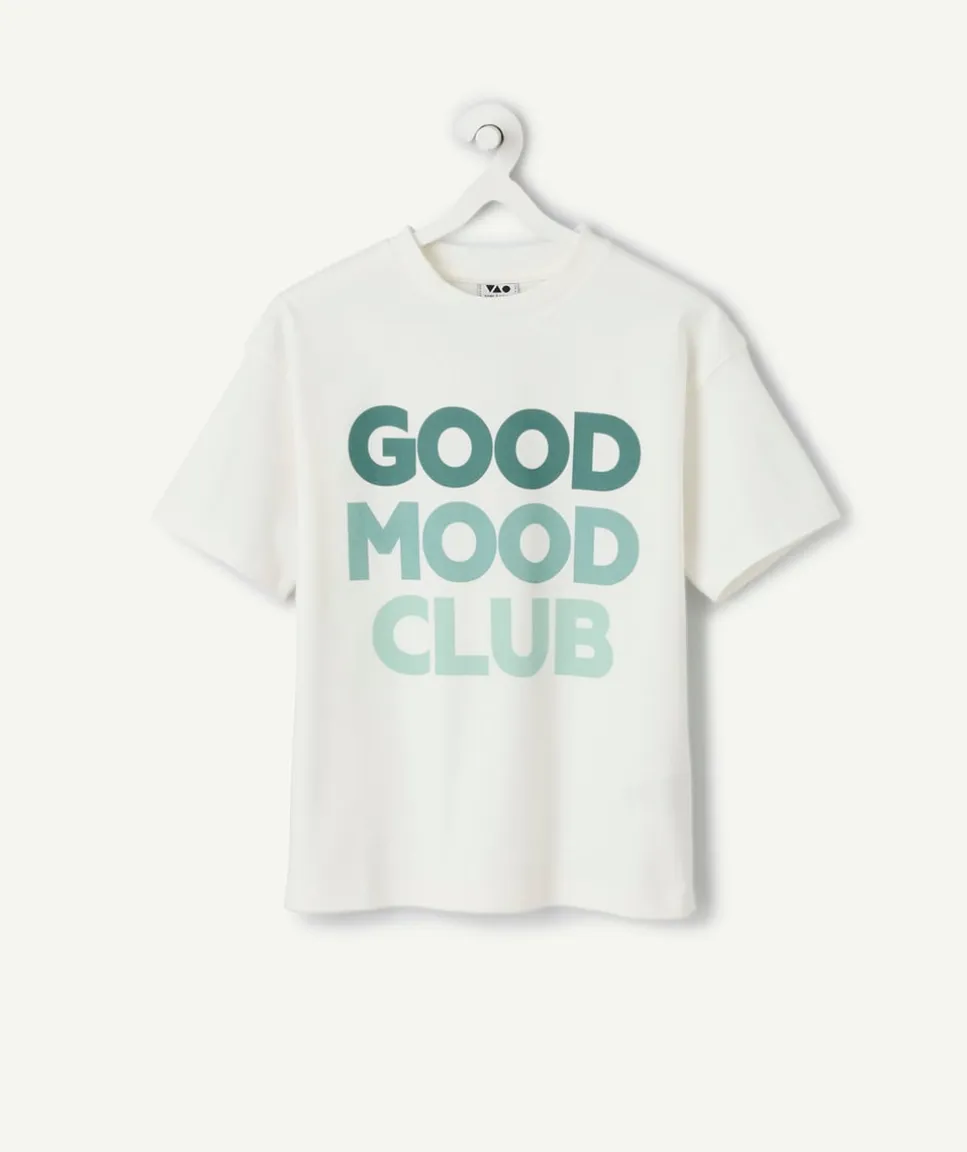 T-shirt garçon en coton blanc imprimé