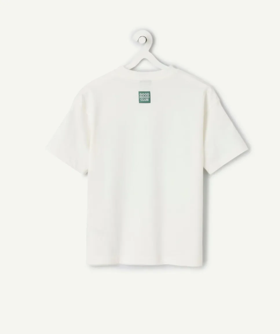 T-shirt garçon en coton blanc imprimé
