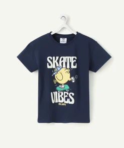 T-shirt garçon en coton bleu marine motif monsieur x madame