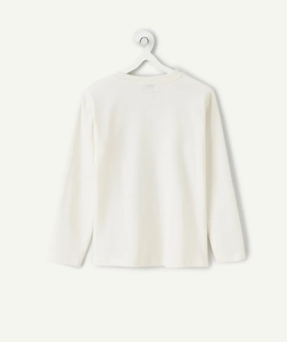 T-shirt garçon manches longues blanc imprimé