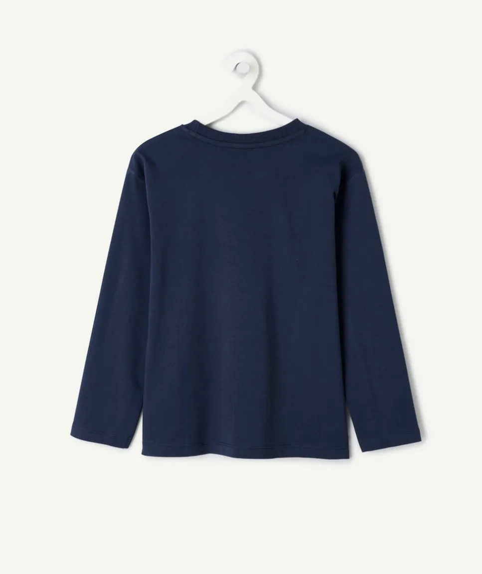 T-shirt garçon manches longues bleu imprimé