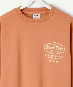 T-shirt garçon orange imprimé route 66