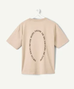 T-shirt garçon oversize beige imprimé