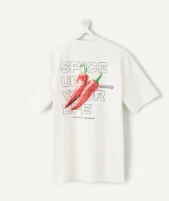 T-shirt garçon oversize blanc imprimé