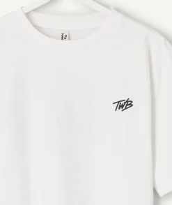 T-shirt garçon oversize blanc imprimé