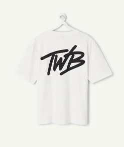 T-shirt garçon oversize blanc imprimé