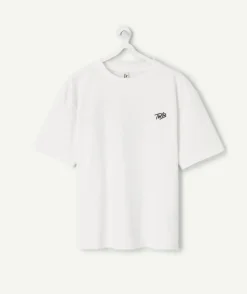 T-shirt garçon oversize blanc imprimé